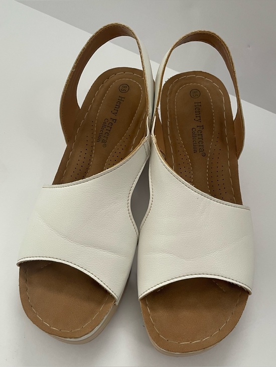 Henry Ferrera Shoes - Henry Ferrera White Open-Toe Slingback Sandals Size 9.5